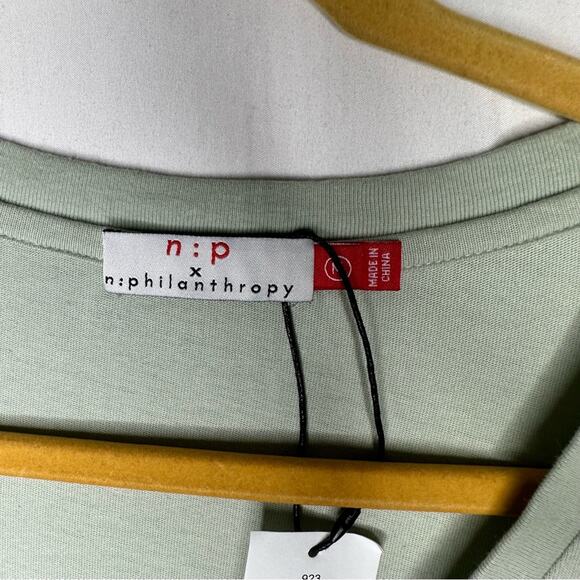 n:PHILANTHROPY Leonardo Knot Tee Shirt Dress Sage NWT in Medium - Picture 3 of 5